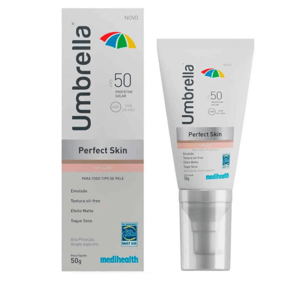 Protetor-Solar-Facial-Umbrella-Perfect-Skin-FPS-50-cor-Claro-50g Protetor-Solar-Facial-Umbrella-Perfect-Skin-FPS-50-cor-Claro-50g